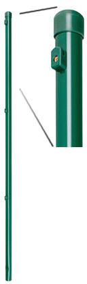 Pfosten grün PVC-beschichtet für Maschendrahtzäune, mit fest angeschraubten Spanndrahthaltern