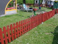 Staketenzaun Standard 60cm kdi, Friesenzaun mit extra langen Feldern aus Einzelteilen - Riegel und Staketen -, rot gestrichen