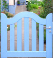 Gartentür -Rahmentür Berlin- aus blau gestrichenem Holz, stabiler Rahmen, mit Schließset, Pforte fablich abgestimmt zum Haus