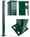 Vierkant - Aufschraubpfosten 6x4 cm, verzinkt und grün beschichtet, für Stabmattenzäune. mit Zaunhaltern in 40cm Abstand und Blendleiste