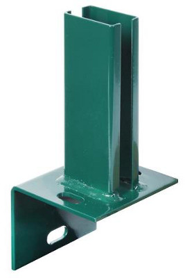 Rand-Pfostenträger für Vierkantpfosten 6x4 cm der Stabmattenzäune, verzinkt und grün beschichtet, Zum Auf/Anschrauben an L-Randsteinen