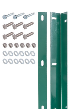 Winkelleiste-Set verzinkt + grün um Stabmatten an Torpfosten oder Wänden zu montieren