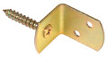 L-Winkel Flechtzaunhalter gelb verzinkt mit angeschweißter Kreuzschlitzholzschraube und 2 versetzten Schraubenlöchern